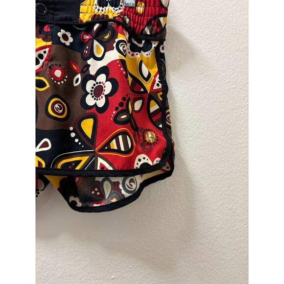 Powder Room Board Shorts Women's Small Black Floral Micro y2k VTG surf Low rise - Picture 2 of 5